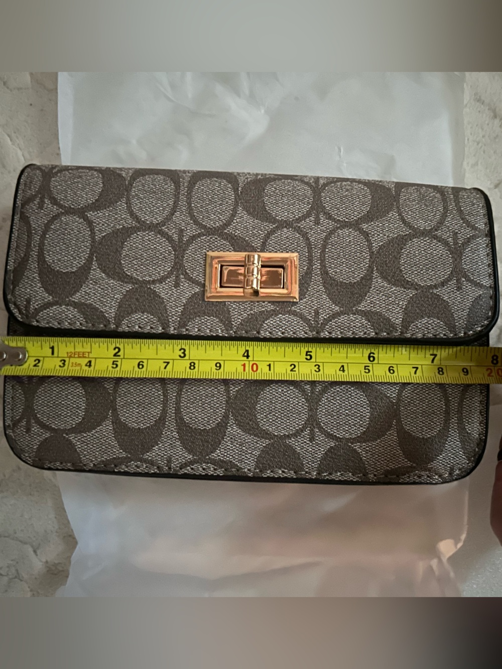 Patterned Crossbody Bag with Gold-Tone Turn-Lock